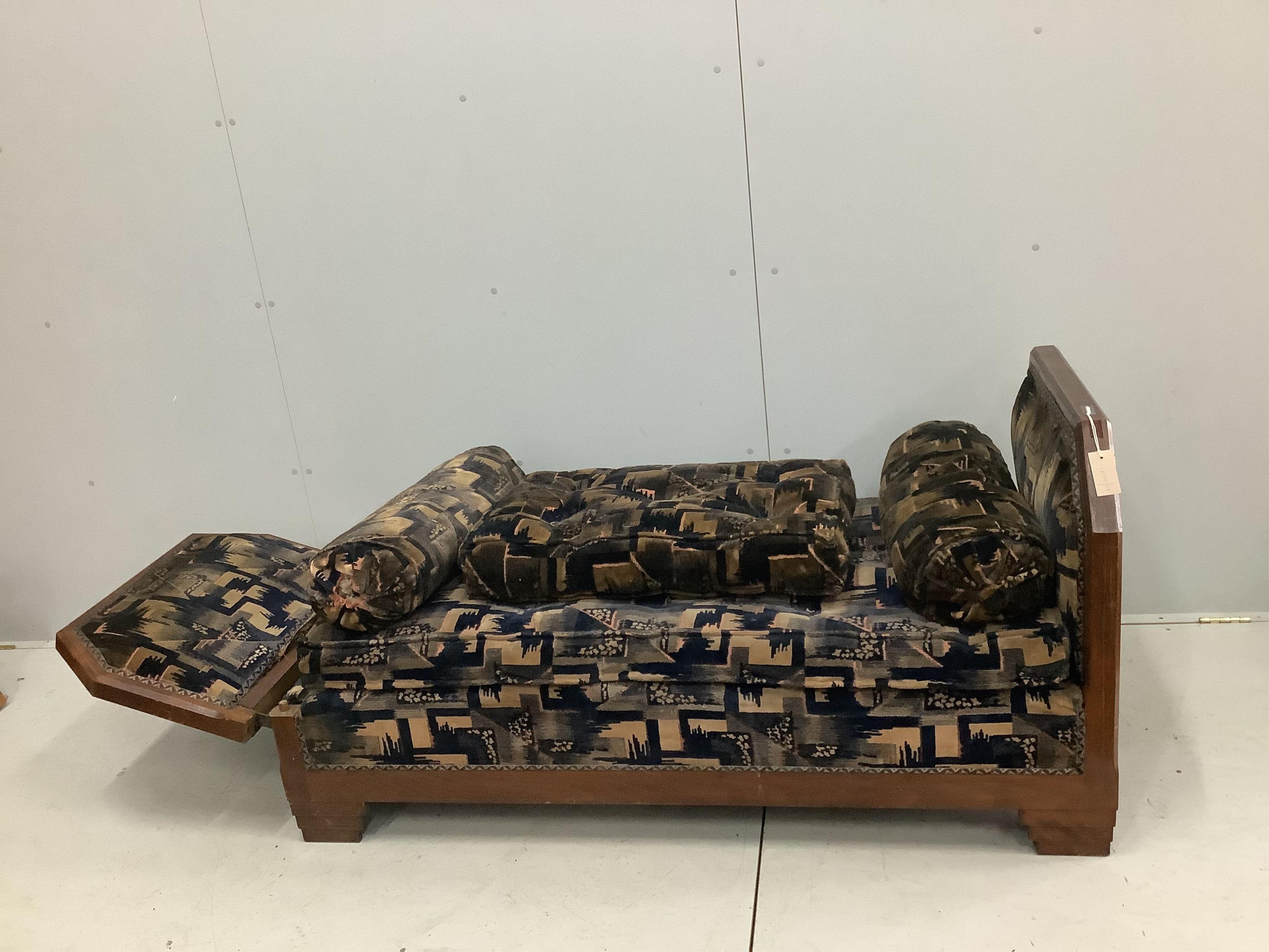 A French Art Deco daybed, width 150cm, depth 74cm, height 75cm. Condition - fair